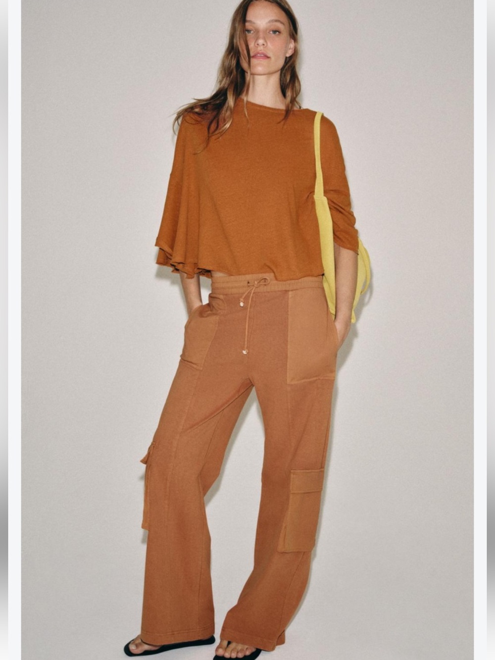 Zara Washed Effect Cargo Pants and top set size M